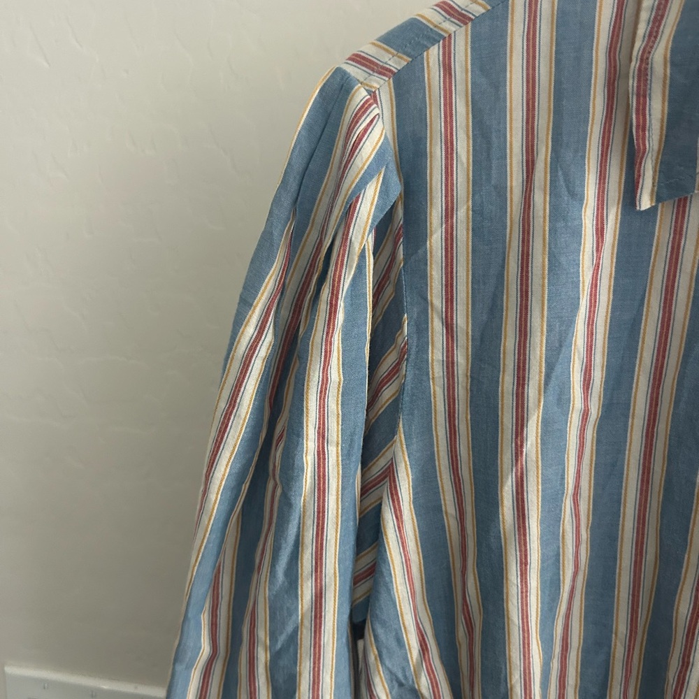 THE GREAT. The Honor Top Frontier Stripe Button Puff Sleeve Size 3 Large $250 - Picture 4 of 9